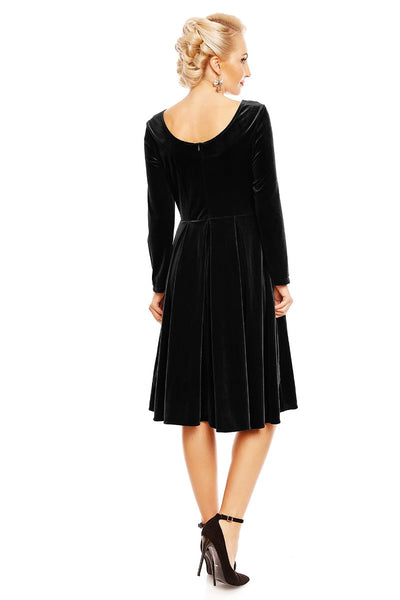 Holly Velvet Long Sleeve Swing Dress in Black