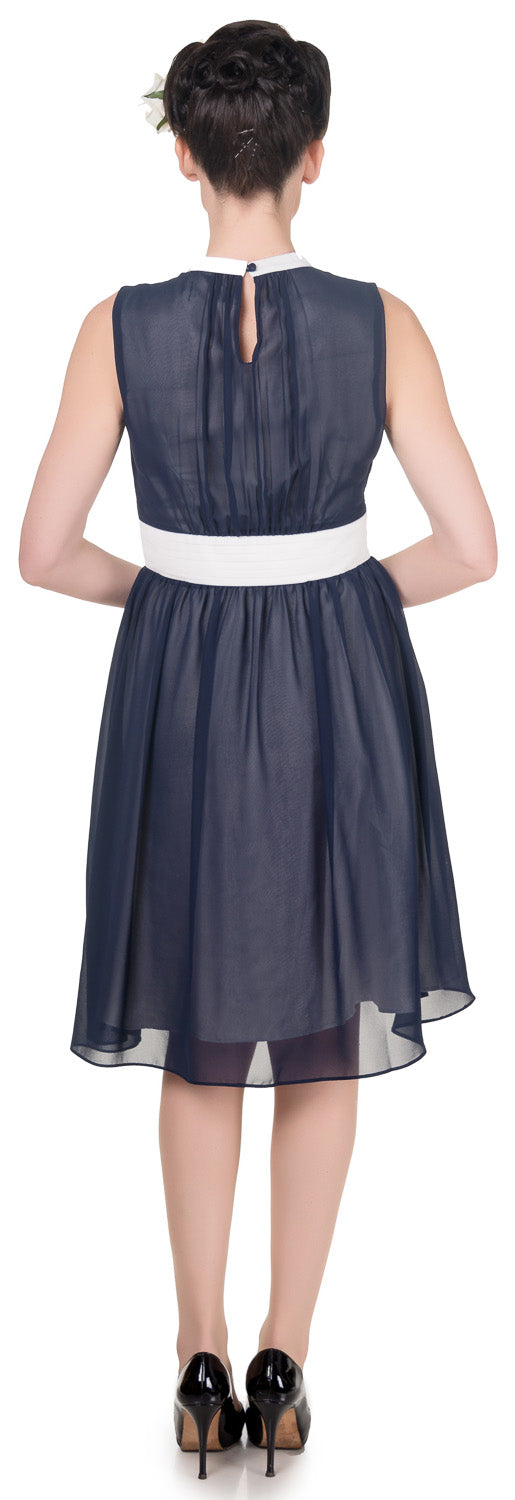 Elsie 50s Style Party Dress in Navy-Cream
