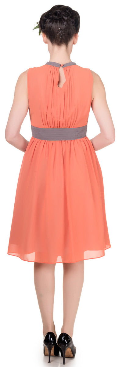 Elsie 50s Style Party Dress in Orange-Grey