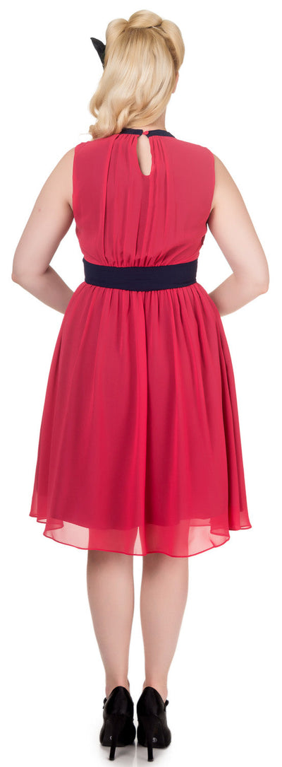 Elsie 50s Style Party Dress in Red-Navy
