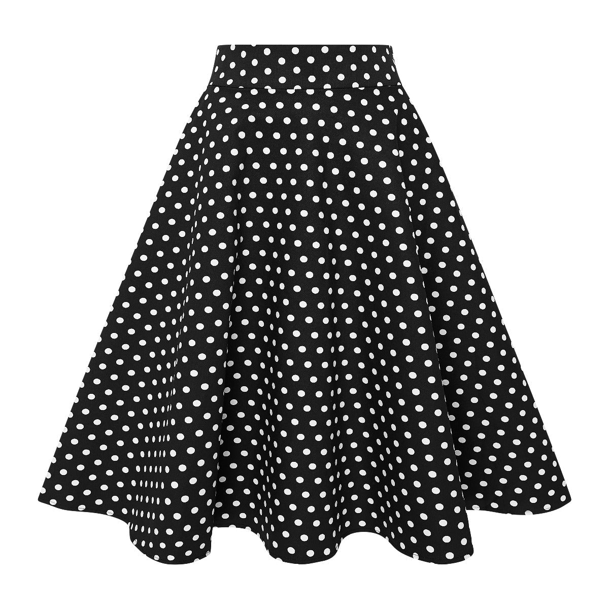 Shirley High Waist Full Circle Polka Dot Skirt in Black
