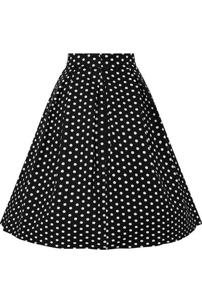 Shirley High Waist Full Circle Polka Dot Skirt in Black