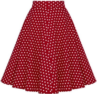 Shirley High Waist Full Circle Polka Dot Skirt in Red