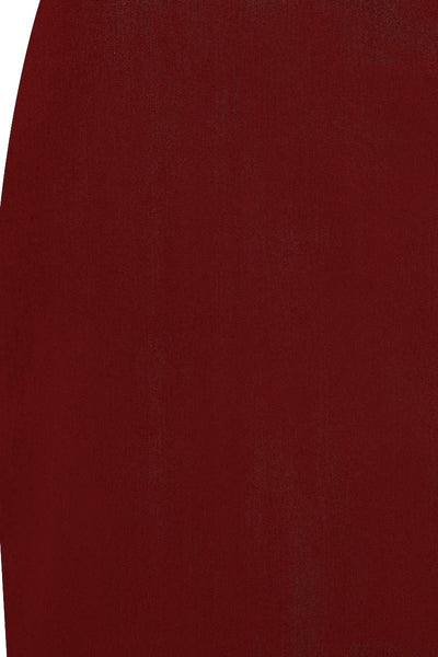 Womens Chic Pencil Plain Skirt in Burgundy Red
