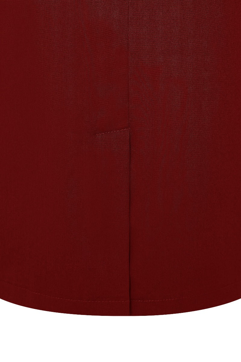 Womens Chic Pencil Plain Skirt in Burgundy Red
