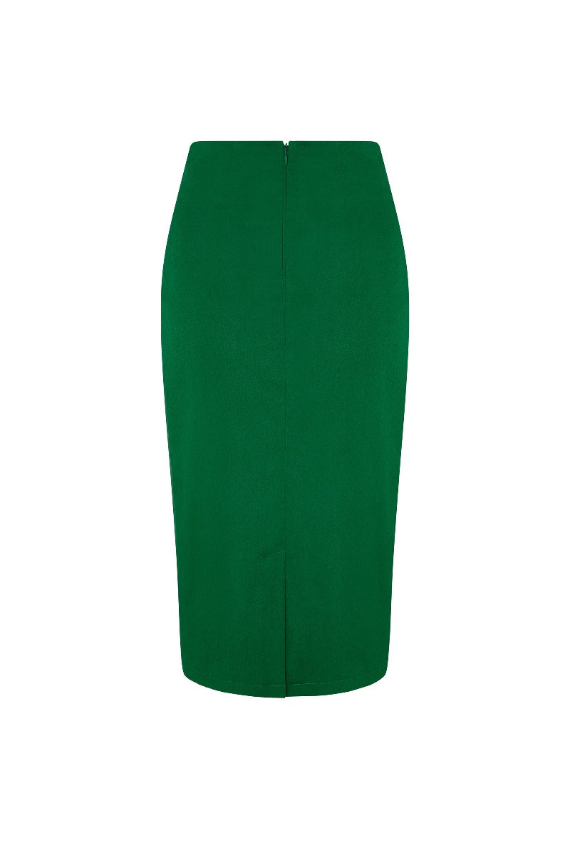 Falda Chic Pencil Plain Skirt in Green