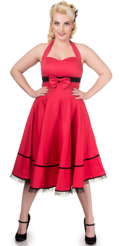 Mandy Vintage Inspired Swing Dress in Red-Black