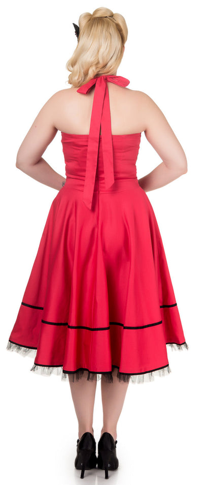 Mandy Vintage Inspired Swing Dress in Red-Black