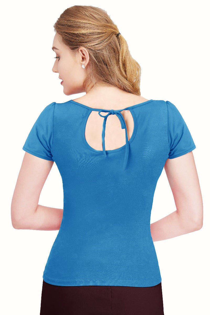 Gina Vintage Rockabilly Plain Top in Peacock Blue