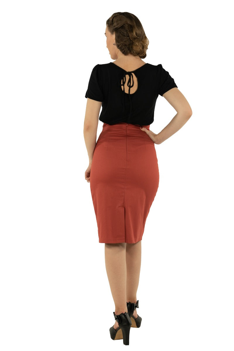 Gina Vintage Rockabilly Plain Top in Black