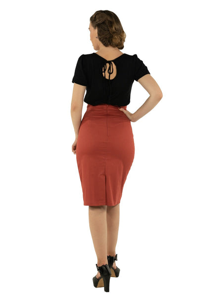 Gina Vintage Rockabilly Plain Top in Black