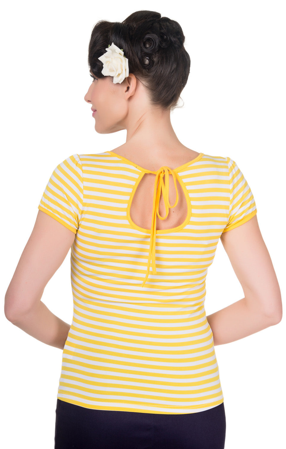 Gina Vintage Rockabilly Stripe Top in Yellow