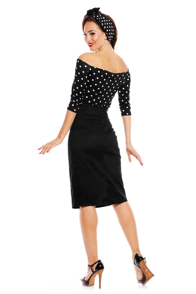 Gloria Bardot Polka Dot Rockabilly Top in Black/White