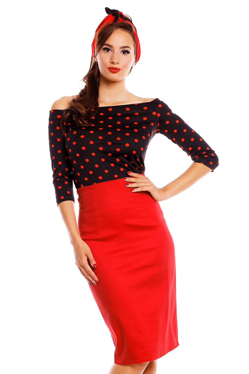 Polka Dot Rockabilly Top in Black/Red