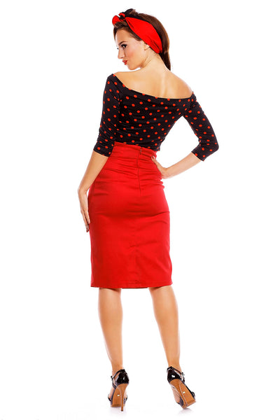 Gloria Bardot Polka Dot Rockabilly Top in Black/Red