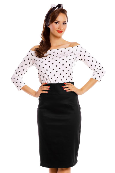 Polka Dot Rockabilly Top in White