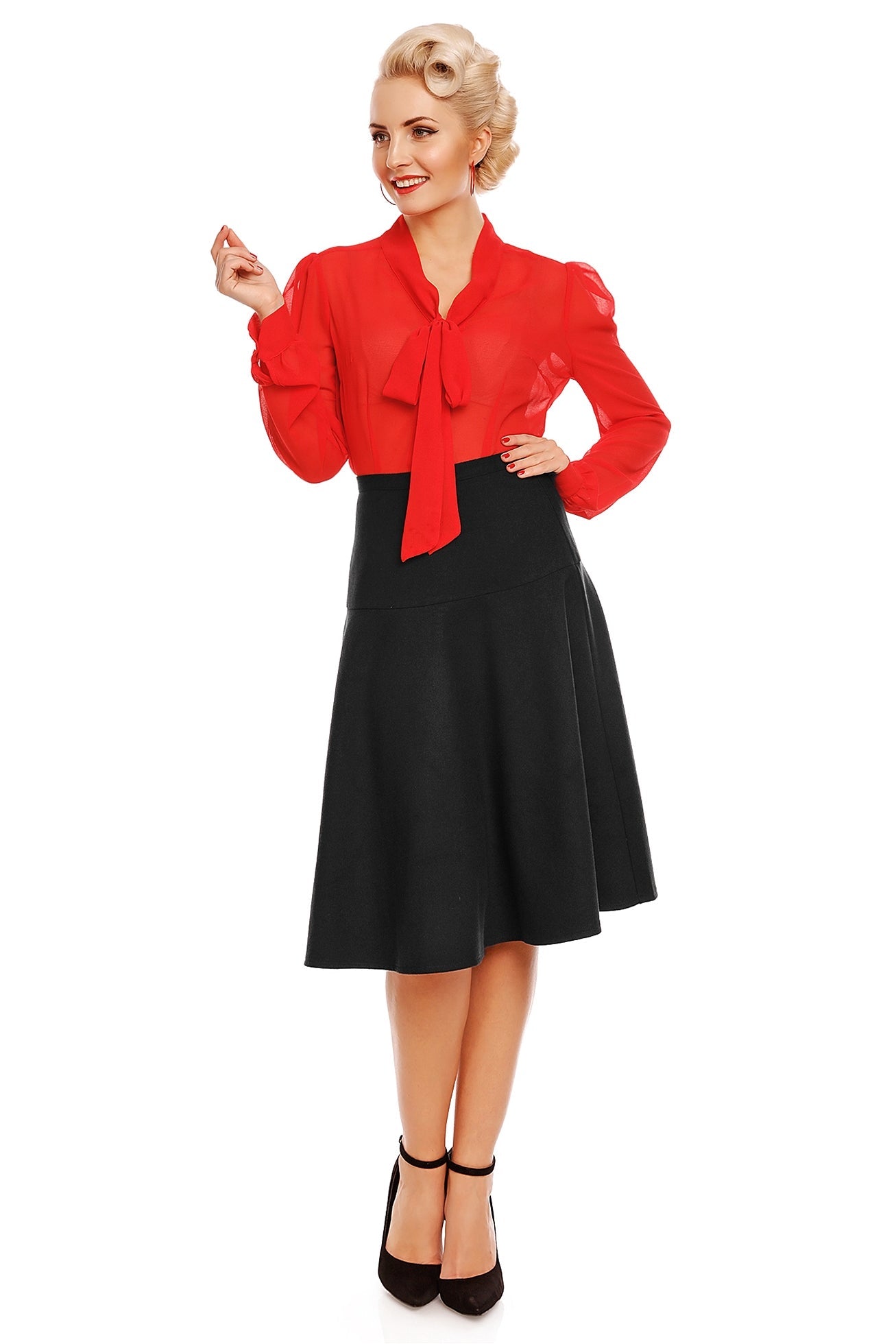 Ella 50's Style Flared Skirt in Black