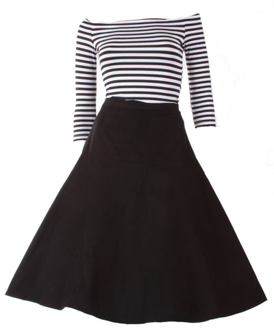 Ella 50's Style Flared Skirt in Black
