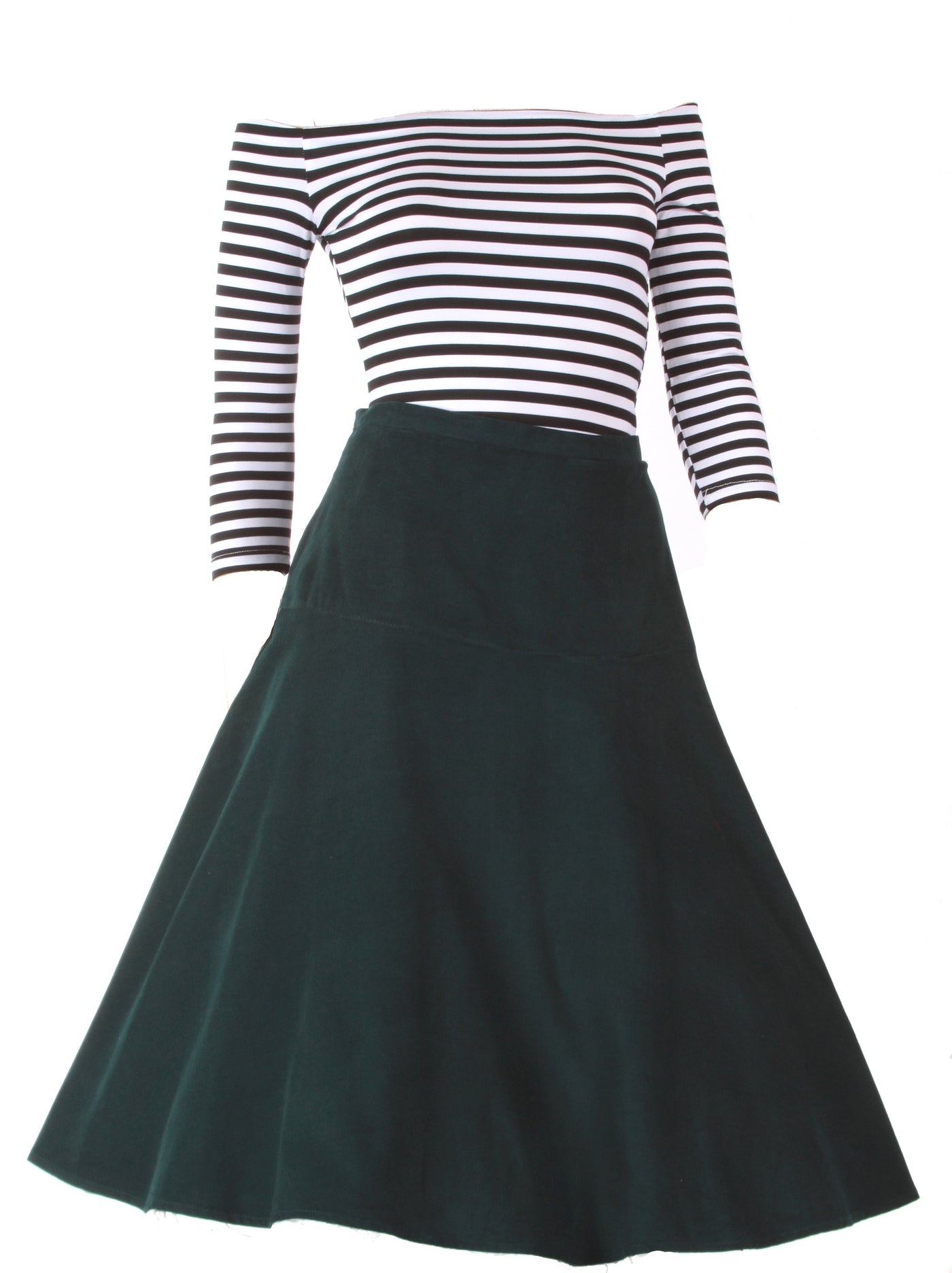 Ella 50's Style Flared Skirt in Dark Green