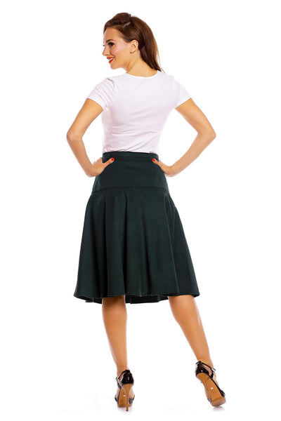Ella 50's Style Flared Skirt in Dark Green