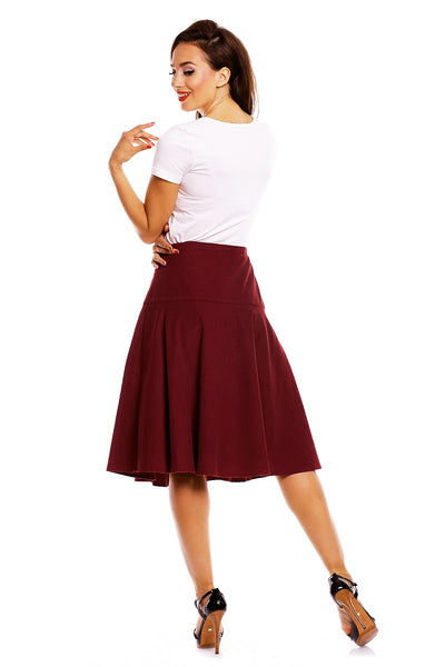 Ella 50's Style Flared Skirt in Burgundy Red