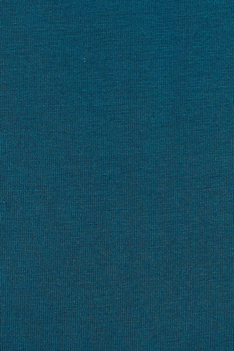 Paula Retro Twisted V-Neck Top in Peacock Blue