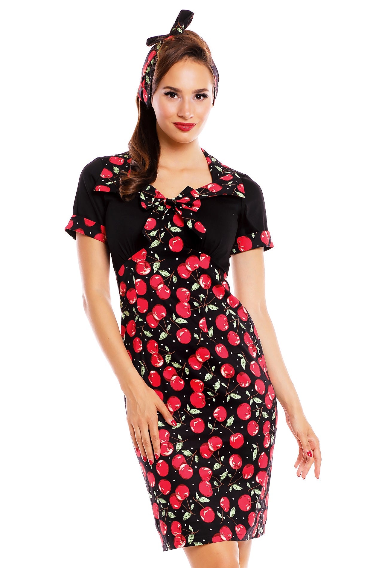 Jayne Vintage Style Wiggle Cherry Dress