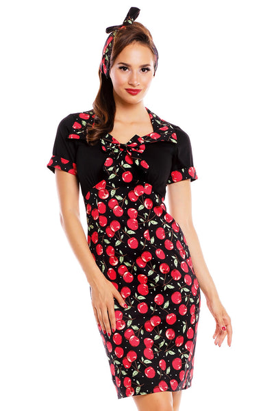 Jayne Vintage Style Wiggle Cherry Dress