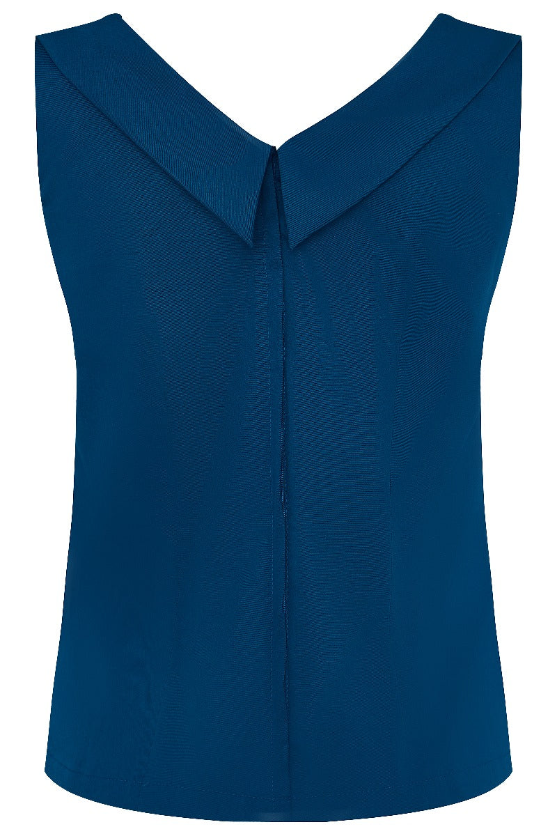 Georgina Slim Fit Top in Dark Blue with White Bust/Black Polka