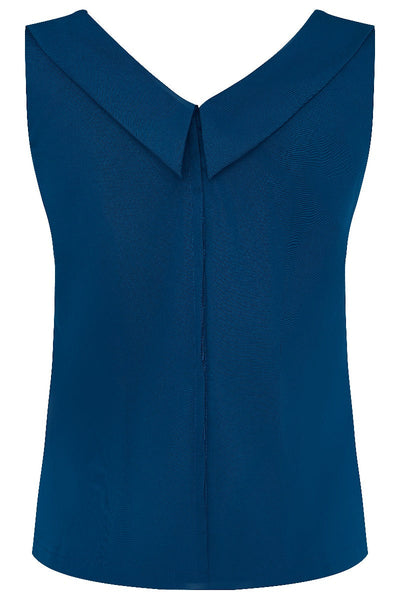 Georgina Slim Fit Top in Dark Blue with White Bust/Black Polka