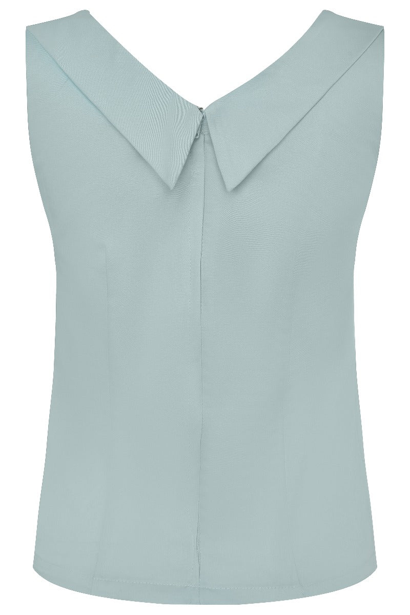 Georgina Slim Fit Top in Pale Blue with Pink Bust/White Polka