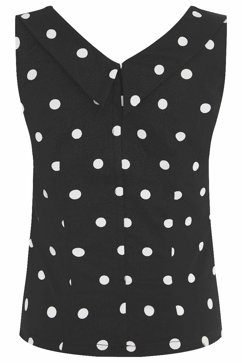 Georgina Slim Fit Top in Black with Red Bust/ White Polka