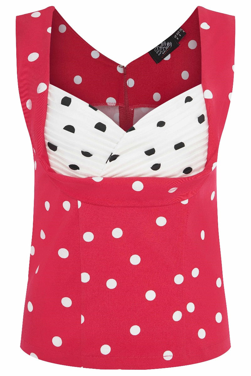 Slim Fit Top White Bust/Black Dots & Pink/White Polka
