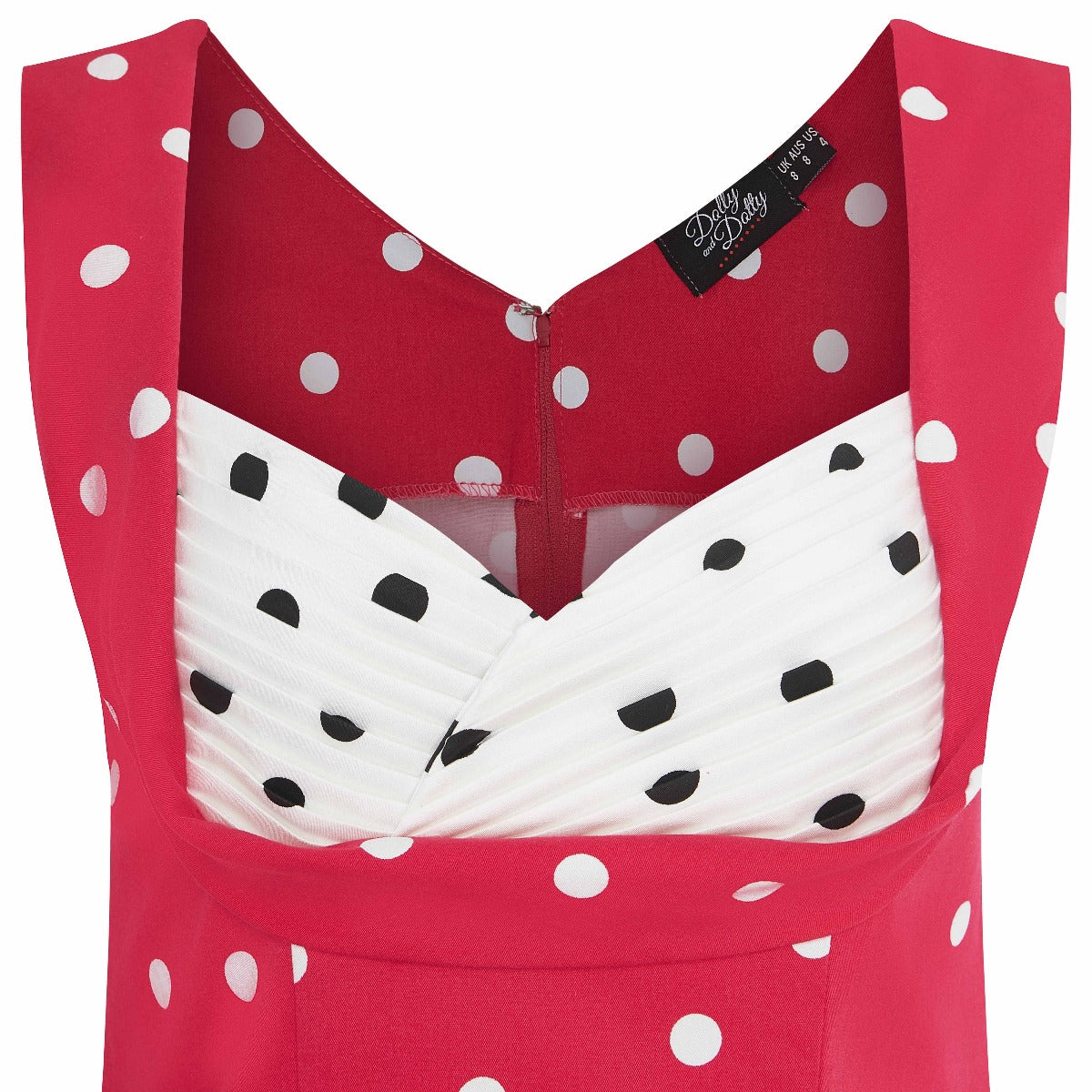 Slim Fit Top White Bust/Black Dots & Pink/White Polka