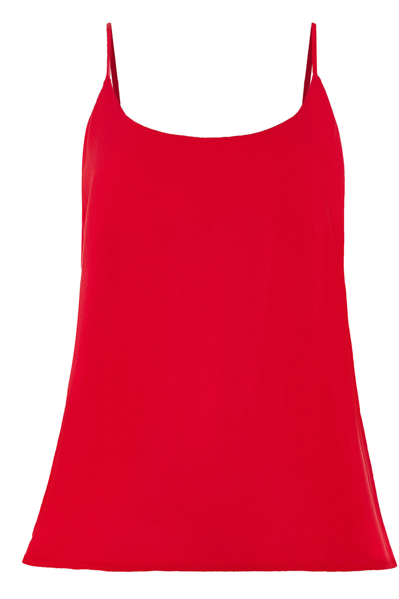 Audrey Strappy Rayon Top in Red