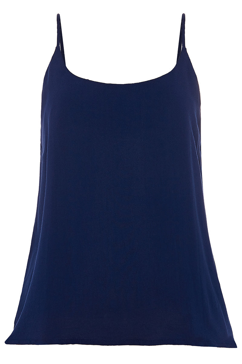 Audrey Strappy Rayon Top in Navy