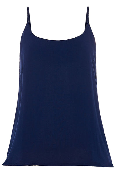 Audrey Strappy Rayon Top in Navy