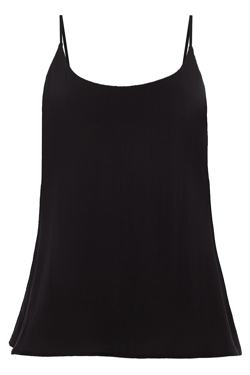 Audrey Strappy Rayon Top in Black