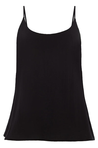 Audrey Strappy Rayon Top in Black