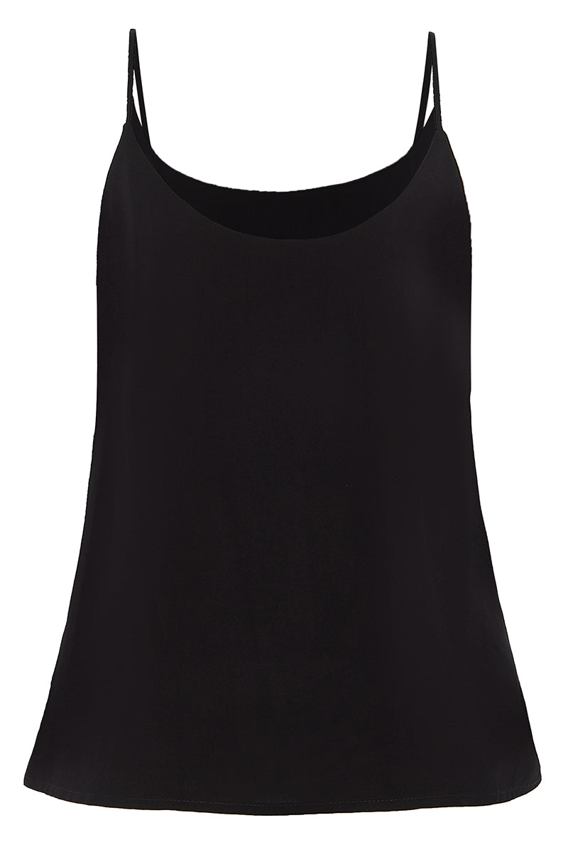 Audrey Strappy Rayon Top in Black