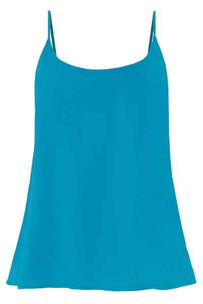 Audrey Strappy Rayon Top in Turquoise
