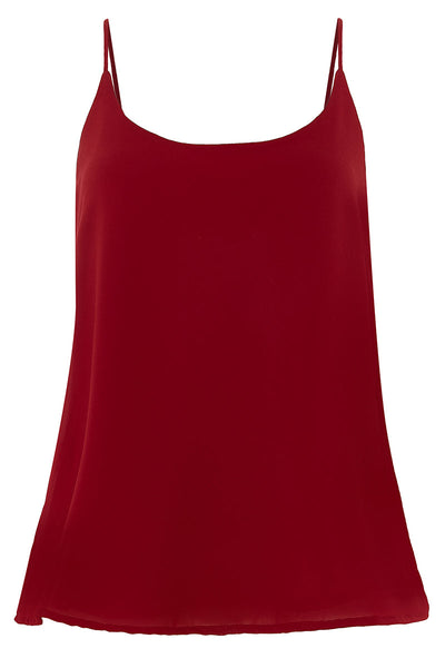 Audrey Strappy Chiffon Top in Burgundy
