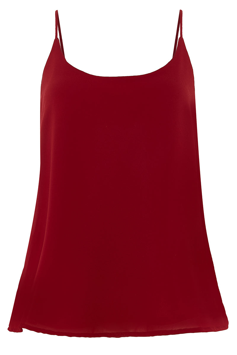 Audrey Strappy Chiffon Top in Burgundy