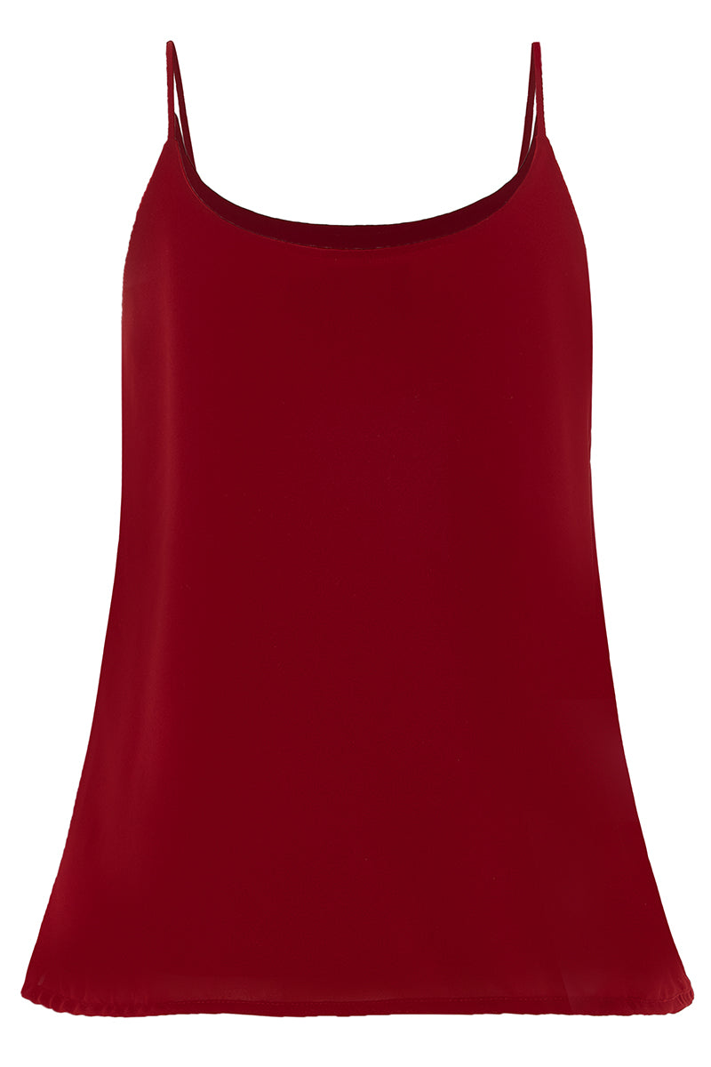 Audrey Strappy Chiffon Top in Burgundy