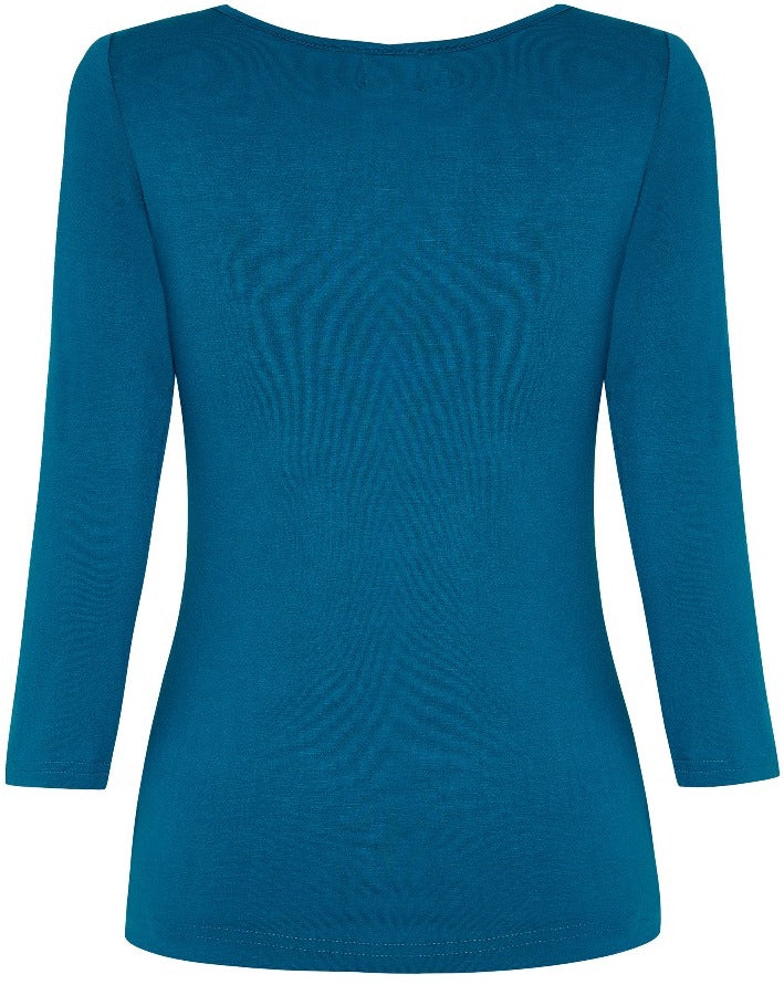 Nicole Retro Double Tie Keyhole Top in Peacock Blue