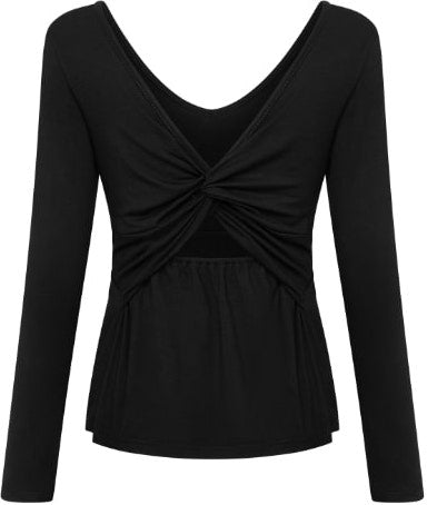 Sharon Retro Twist Back Top in Black