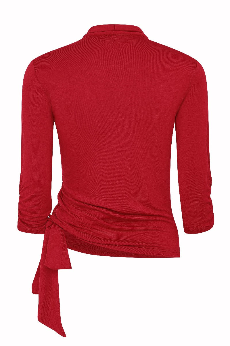 Ceri Retro Wrap-Around Top in Red