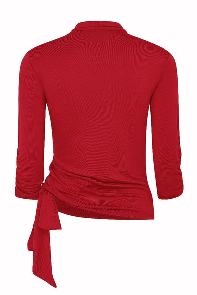Ceri Retro Wrap-Around Top in Red
