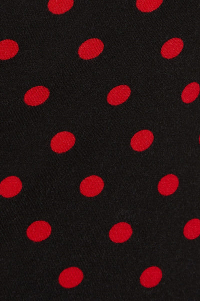 Ceri Retro Wrap-Around Polka Dot Top in Black-Red