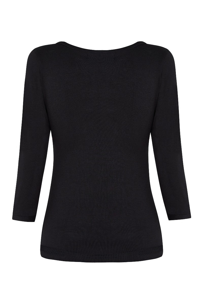 Marie Retro Bow Keyhole Top in Black